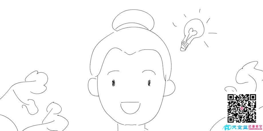 表情變化，開(kāi)心的說(shuō)話，邊上出現(xiàn)一個(gè)燈泡表示想到辦法.jpg
