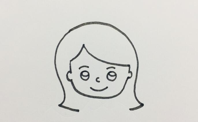 二、在臉上畫出五官，彎彎的眉毛和嘴巴，大大的眼睛。.jpg
