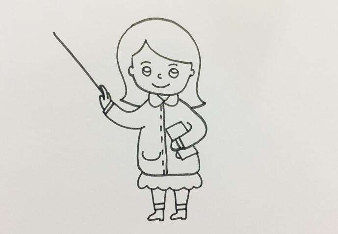 四、繼續(xù)畫出下半身，衣服下面是裙子，腳上踩著高跟鞋。.jpg