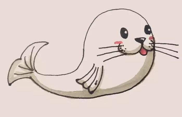 第七步：最后給畫(huà)好的海豹涂上漂亮的顏色就好了。.png