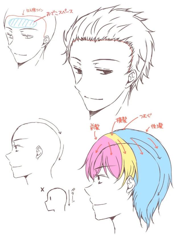 對(duì)于短發(fā)的角色，可以先畫出發(fā)際線.jpg