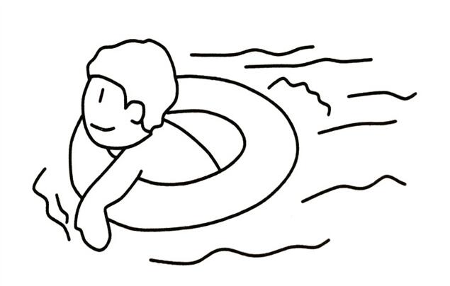 在水里游泳的小男孩簡筆畫怎么畫？.jpg