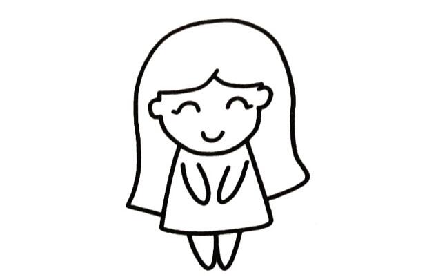 長發(fā)小美女簡筆畫怎么畫？長發(fā)小美女簡筆畫步驟教程.jpg