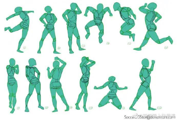 手繪動漫人物設(shè)計(jì)：高難度姿勢，畫人體參考素材