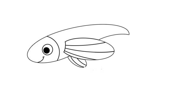 卡通飛魚簡筆畫步驟圖