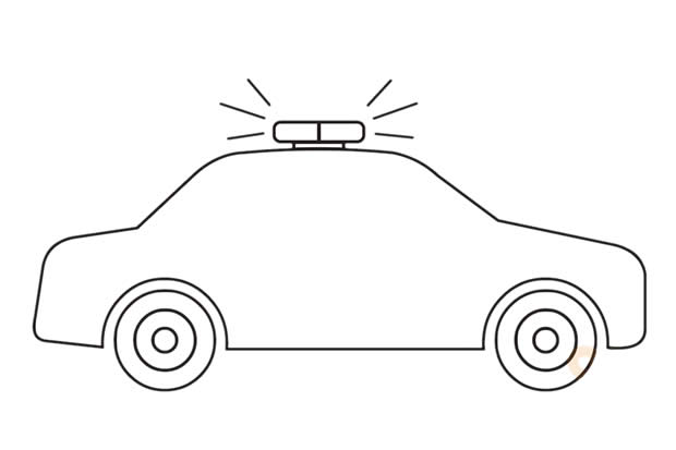 警車(chē)簡(jiǎn)筆畫(huà)帶顏色畫(huà)法步驟圖片
