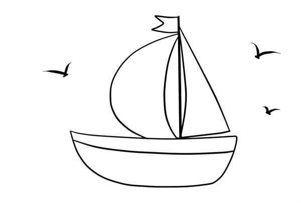 小帆船簡(jiǎn)筆畫(huà)彩色畫(huà)法