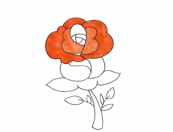 七夕一支玫瑰花簡(jiǎn)筆畫(huà)圖片
