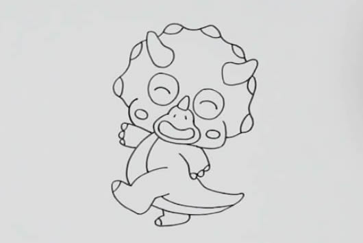 卡通三角龍 三角龍簡筆畫步驟圖 彩色畫法