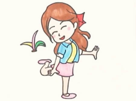小女孩踢毽子簡(jiǎn)筆畫(huà)怎么畫(huà)