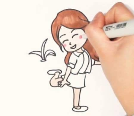 小女孩踢毽子簡(jiǎn)筆畫(huà)怎么畫(huà)
