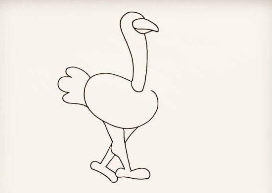 鴕鳥(niǎo)簡(jiǎn)筆畫彩色可愛(ài)步驟圖解