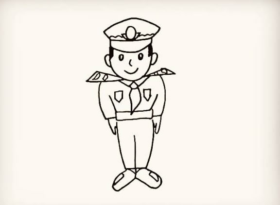 卡通警察簡(jiǎn)筆畫(huà)彩色