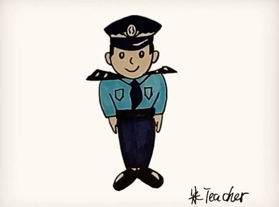 卡通警察簡(jiǎn)筆畫(huà)彩色